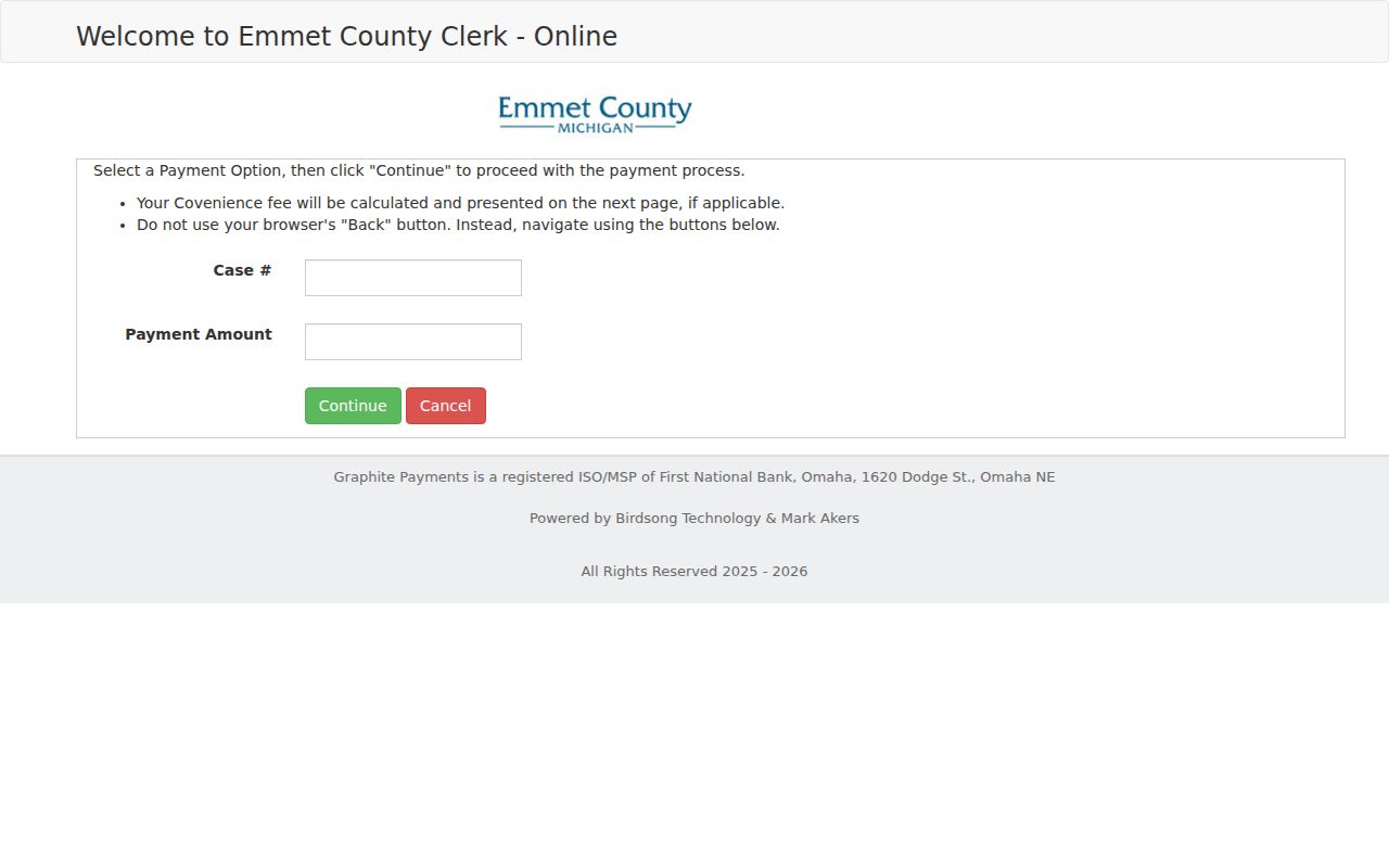 Alanson court records Emmet County Clerk payment route