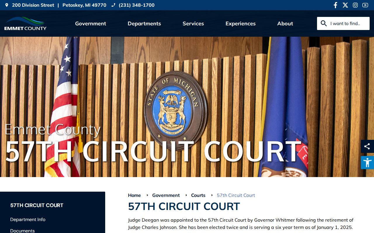 Emmet County court schedule source from the 57th Circuit Court