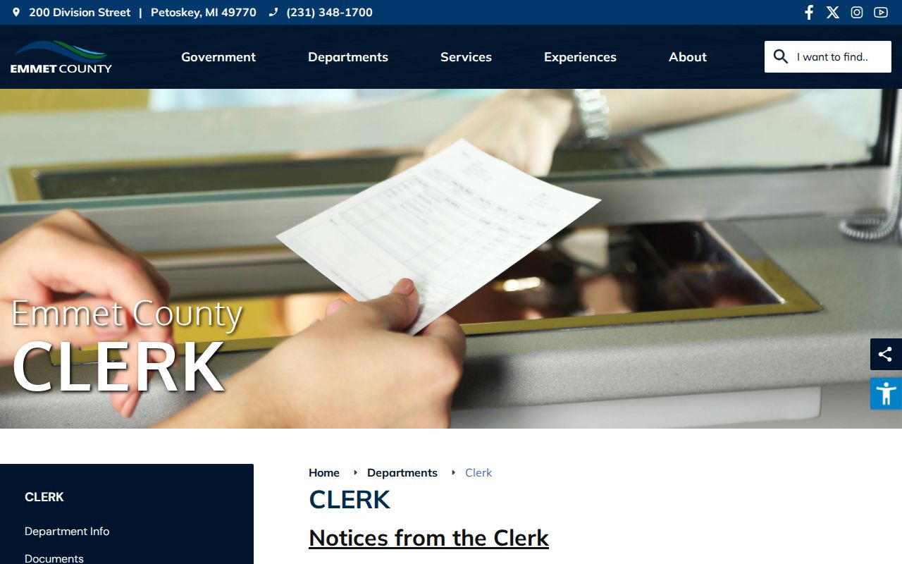 Emmet County court records source from the County Clerk