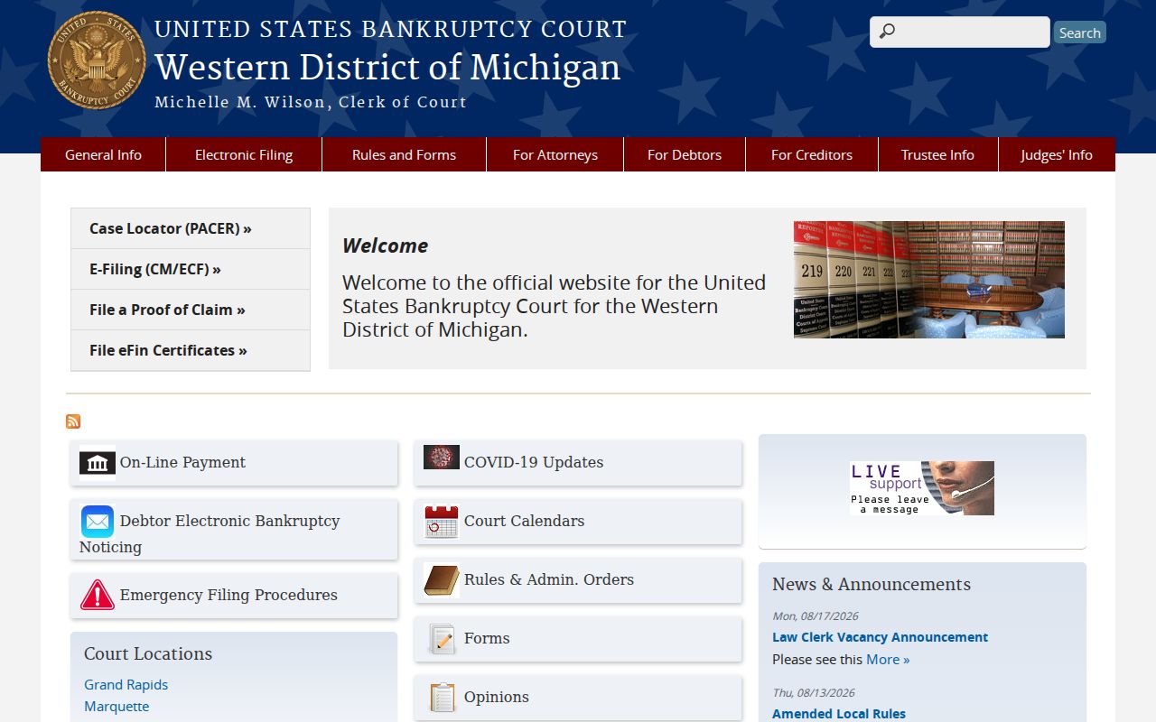 Emmet County court records comparison source from the Western District Bankruptcy Court