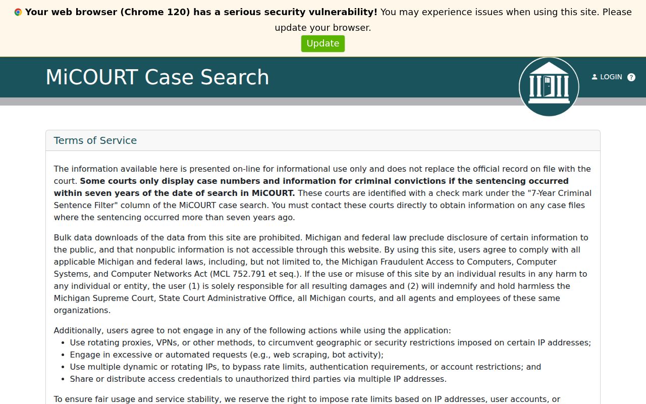 Emmet County criminal court docket search for the 57th Circuit Court