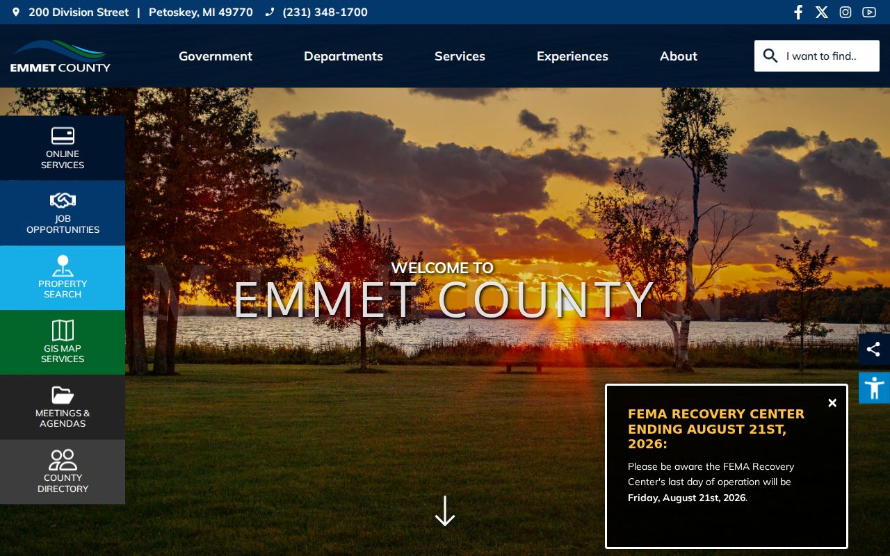 Emmet County court docket information from the county government website