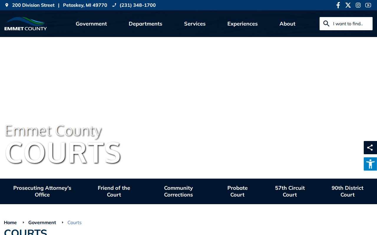 Emmet County court docket and court information from the county courts page