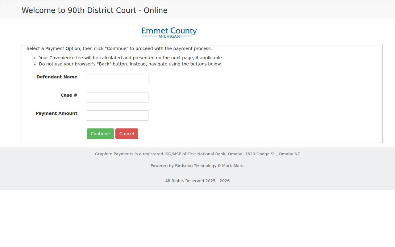 Harbor Springs court records 90th District Court payment route