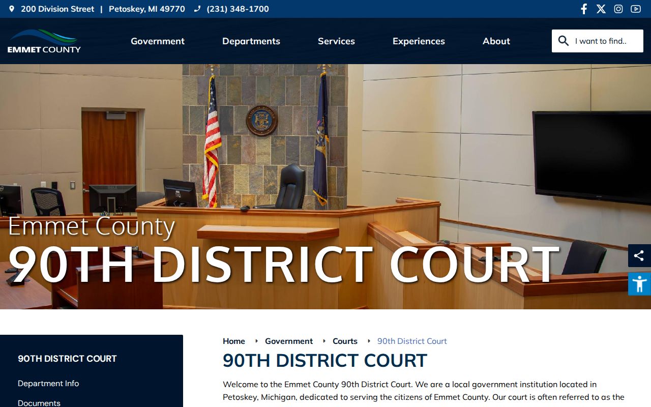 Mackinaw City court records route through Emmet 90th District Court